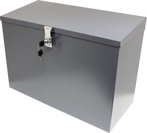 lockable metal box large|large locking metal storage box.